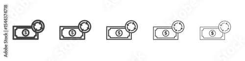 Cash flow icon vector outline set illustration sign