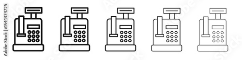 Cash register icon vector outline set illustration sign