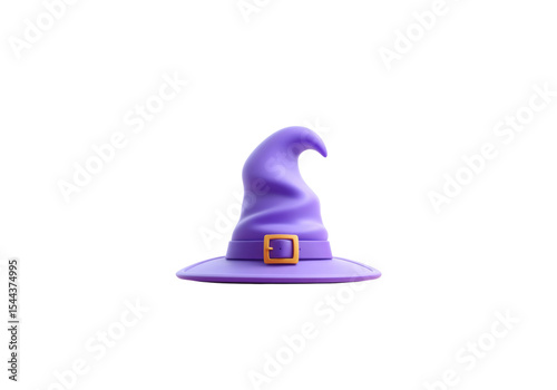 Purple witch hat halloween 3d render isolated black background, On Transparent Background, Png Image