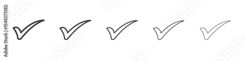 Check mark icon vector outline set illustration sign