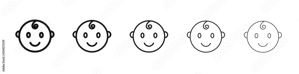 Fototapeta premium Child face icon vector outline set illustration sign