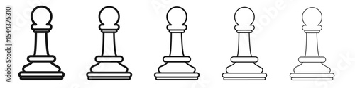 Chess pawn icon vector outline set illustration sign