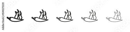 chilli pepper icon vector outline set illustration sign