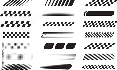 Vector Racing Borders Stripes, Flags, & Speed Lines