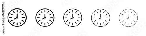Clock icon vector outline set illustration sign