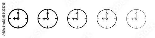 Clock nine icon vector outline set illustration sign