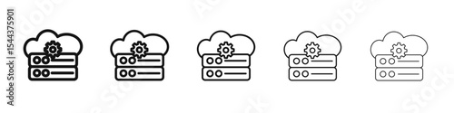 Cloud Data settings icon vector outline set illustration sign
