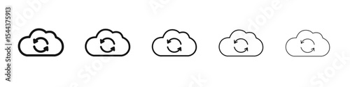 Cloud sync icon vector outline set illustration sign
