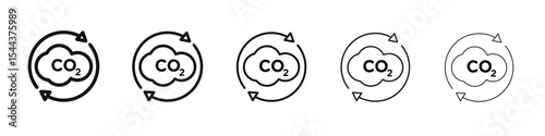 co2 gas carbon dioxide icon vector outline set illustration sign
