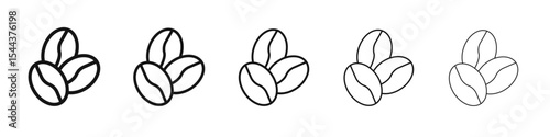 Coffee beans icon vector outline set illustration sign