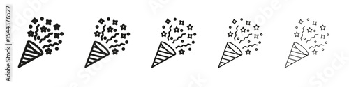 Confetti party popper icon vector outline set illustration sign