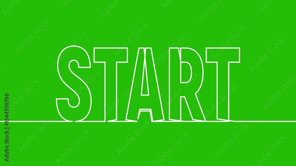 start countdown animation continuous single one line art. Countdown timer for 3 to 1 start seconds numbers overlay video with black and green screen background