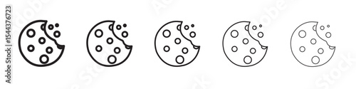Cookie icon vector outline set illustration sign