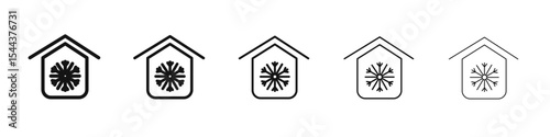 Cool home icon vector outline set illustration sign