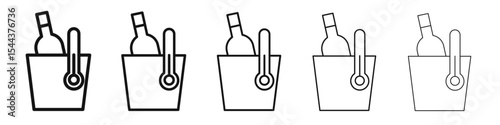 cooling wine bottle icon vector outline set illustration sign