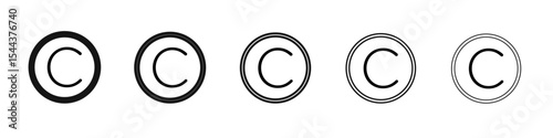 Copyright icon vector outline set illustration sign