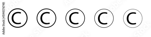 Copyright icon vector outline set illustration sign