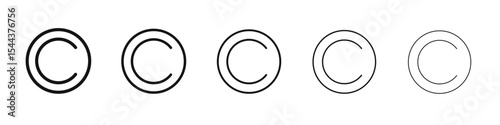 Copyright icon vector outline set illustration sign