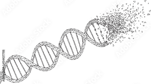 Low-Poly DNA Strand Disintegration A Digital Illustration