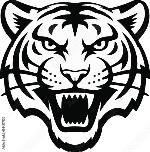 Roaring Tiger Head Silhouette
