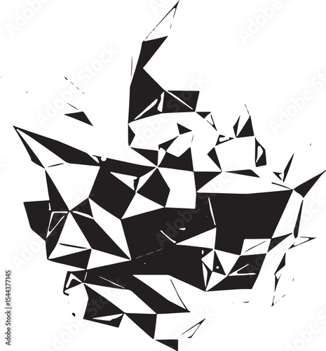 Abstract Crystalline Structure Black and White Geometric Illustration
