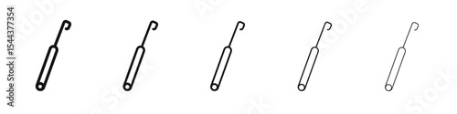 Crochet needle icon vector outline set illustration sign