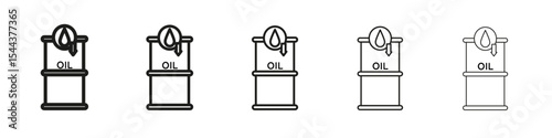 Crude oil barrel price falling down icon vector outline set illustration sign