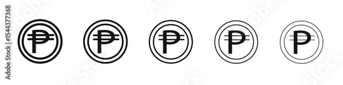 Cuba peso icon vector outline set illustration sign