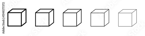Cube icon vector outline set illustration sign
