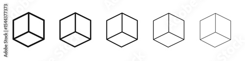Cube icon vector outline set illustration sign