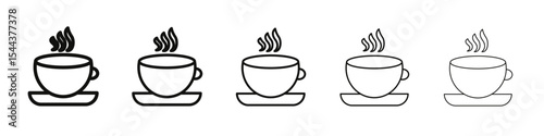 Cup of coffee icon vector outline set illustration sign