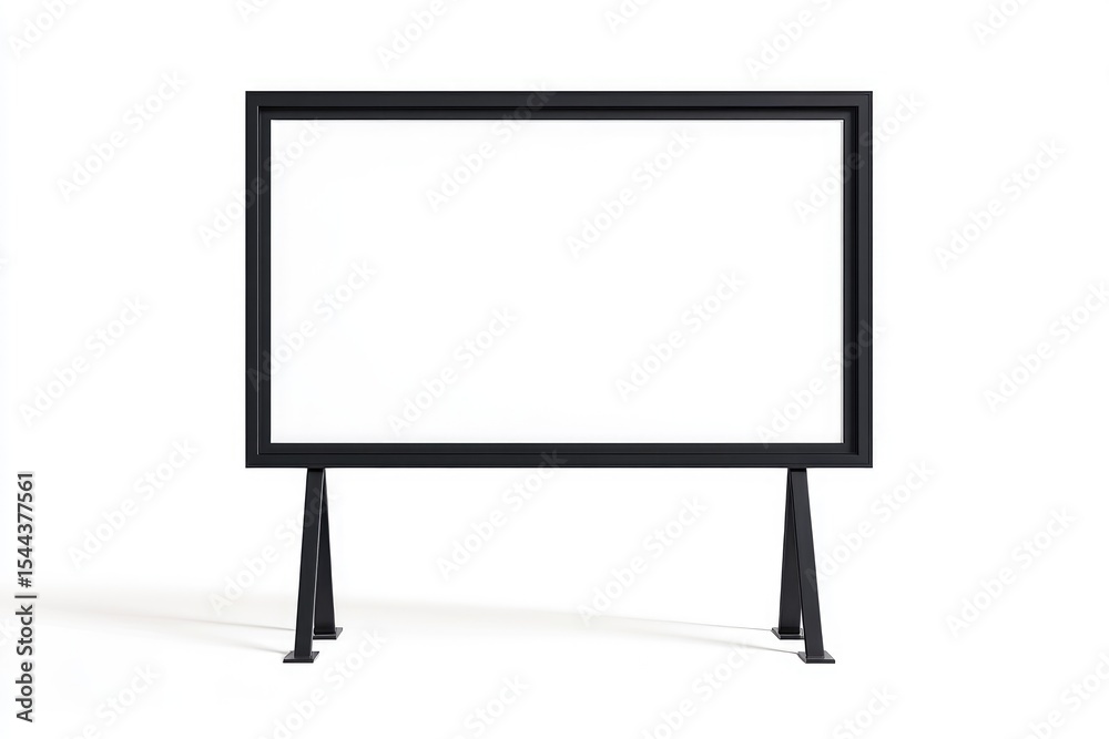 Naklejka premium A blank billboard with an isolated white background. The billboard is large and has a black frame, with two columns of light inside the left side for advertising.