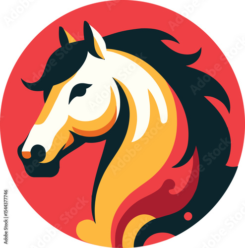 Elegant Horse Head Vector Logo in Circle
