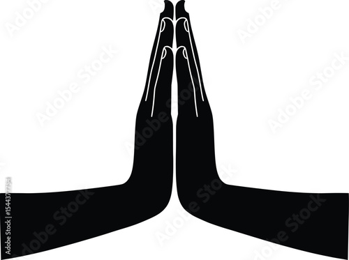Hands in Prayer Pose, Wellness Illustration, Serene Environment, Vector Art for Mindfulness