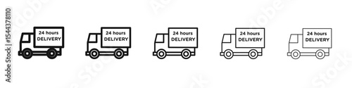 Delivery icon vector outline set illustration sign