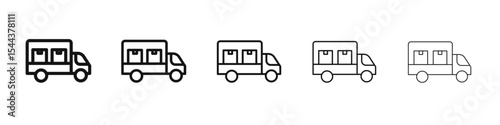 delivery truck icon vector outline set illustration sign