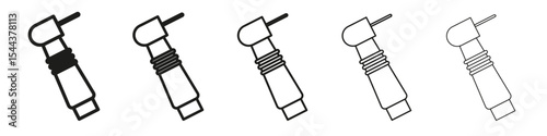 Dental drill icon vector outline set illustration sign