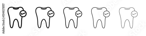 Dental care icon vector outline set illustration sign