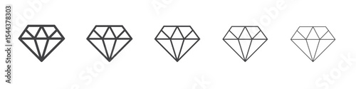 Diamond icon vector outline set illustration sign