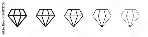 Diamond icon vector outline set illustration sign