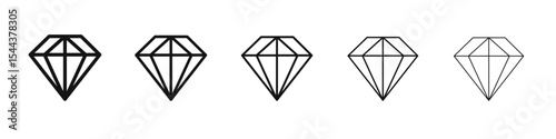 Diamond icon vector outline set illustration sign