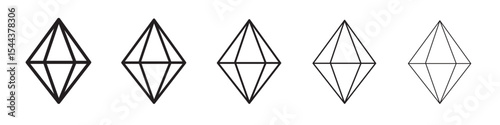 Diamond icon vector outline set illustration sign