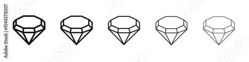 Diamond icon vector outline set illustration sign