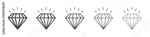 Diamond icon vector outline set illustration sign