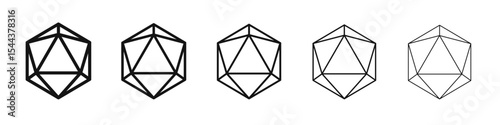 Dice d20 icon vector outline set illustration sign
