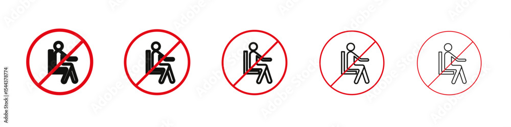 Do not sit sign vector outline set illustration sign Do not sit sign vector outline set illustration sign