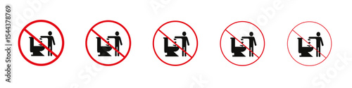 Do not litter in toilet sign vector outline set illustration sign