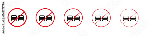 Do not overtake traffic Sign vector outline set illustration sign