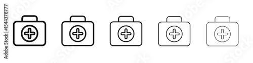 Doctor bag icon vector outline set illustration sign