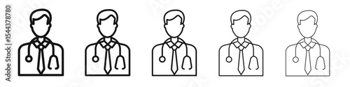 Doctor icon vector outline set illustration sign